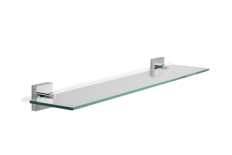 Croydex QM441441 Flexi-Fix Chester Glass Shelf, Silver, 54 x 590 x 134mm - Image 1