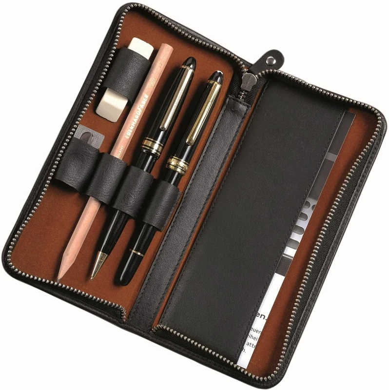 Alassio Writing Instrument Case Real Leather Black 2638