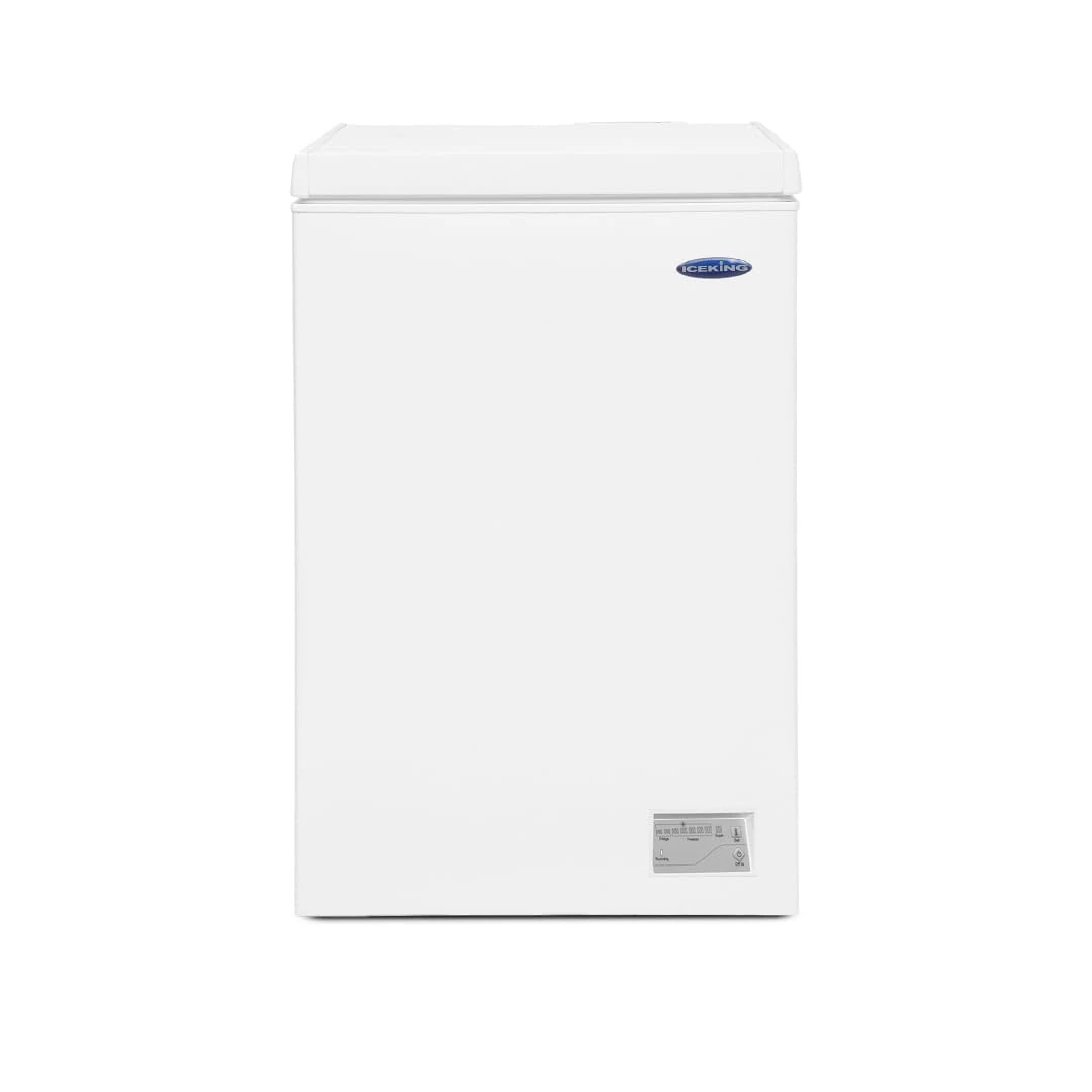 ICEKING CF100EW Chest Freezer, 98L Capacity, White, Counterbalanced Lid, Wire Basket, Adjustable Thermostat, Energy Efficient – Ideal for Kitchen, Utility Room, Garage or Out Buildings