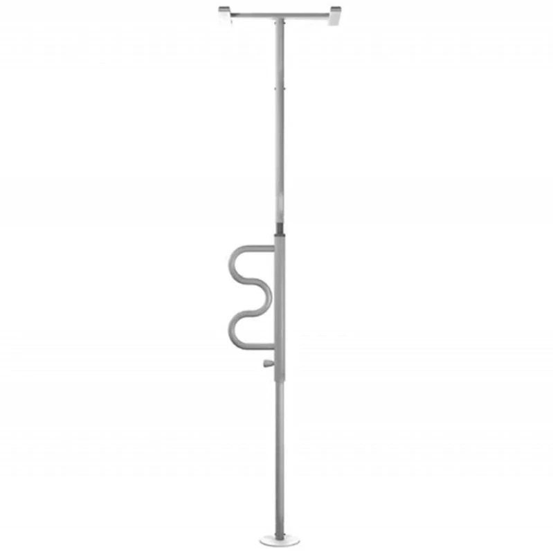 NRS Healthcare Floor to Ceiling Security Pole with Grab Bar - White Finish