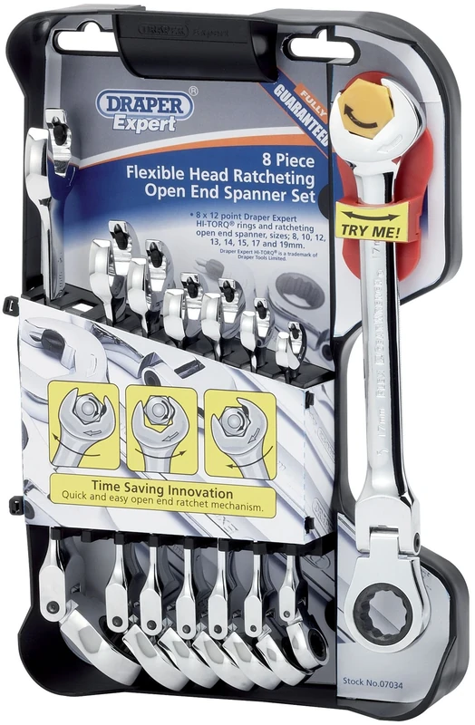 Draper Expert 07034 O/E Flex Head Spanner Set (8 Piece)