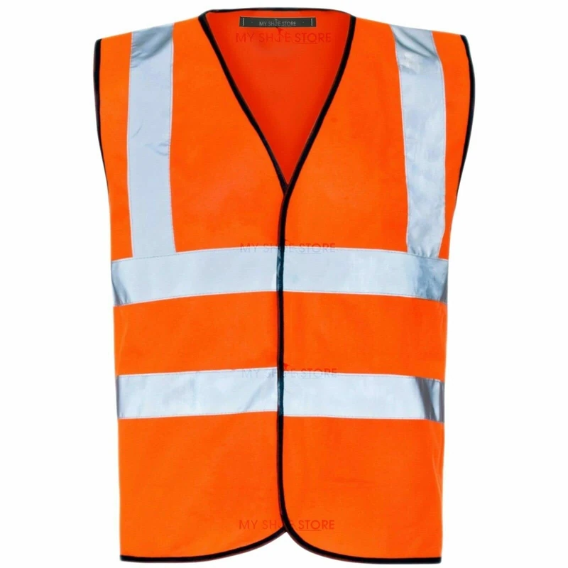 MyShoeStore® Hi Vis Vest Yellow & Orange Small to 6XL 2 Band & Brace (3XL, Orange)