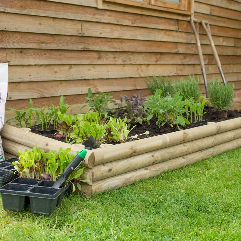 Forest Garden 2 m Pressure Treated Wooden Bed Builder Pack, 380 litre