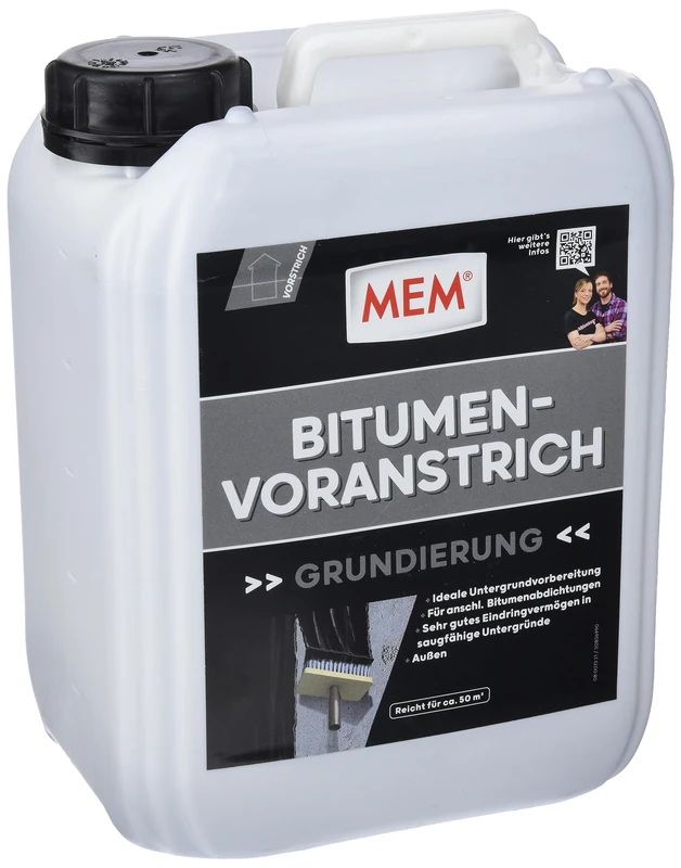 MEM Primer Coat, Good Penetration, Optimal Adhesion, Ready to use, Easy to use, Solvent-Free, 5 litres, Dark Brown
