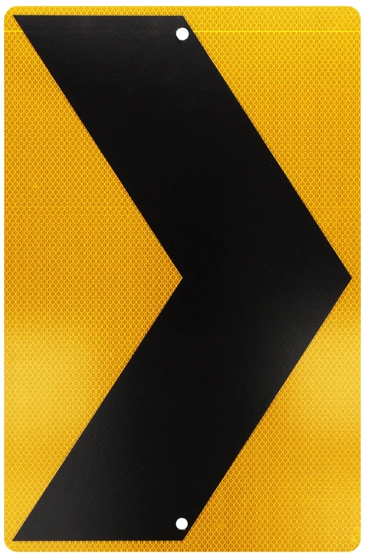 NMC TM161K Chevron Traffic Arrow Sign - 12 in. x 18 in. Heavy Duty Intensity Reflective Aluminum Safety Sign with Black Graphic on Yellow Base
