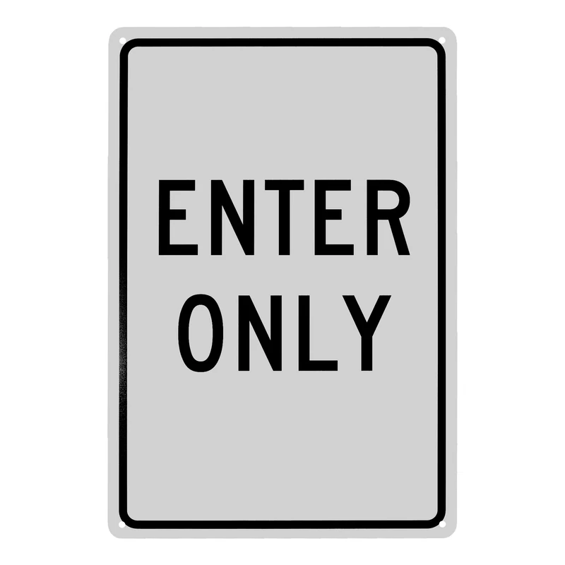 NMC TM36G Traffic Sign, Legend "ENTER ONLY", 12" Length x 18" Height, 0.040 Aluminum, Black On White