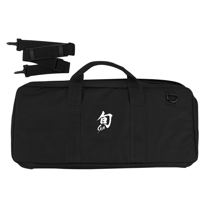 Shun Cutlery 20-Slot Knife Roll, Black, Keeps Knives Secure, Additional Storage for Non-Bladed Tools, Sturdy Construction, Ideal for Professional Chefs, Chef Knife Roll