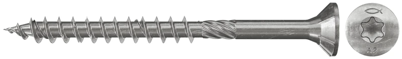 fischer PowerFast 6.0 x 90 Premium Chipboard Screws Partially Threaded Countersunk Head and Inner Star TX for Fixing General Wood Joints A2 Stainless Steel (Pack of 100) - Image 1