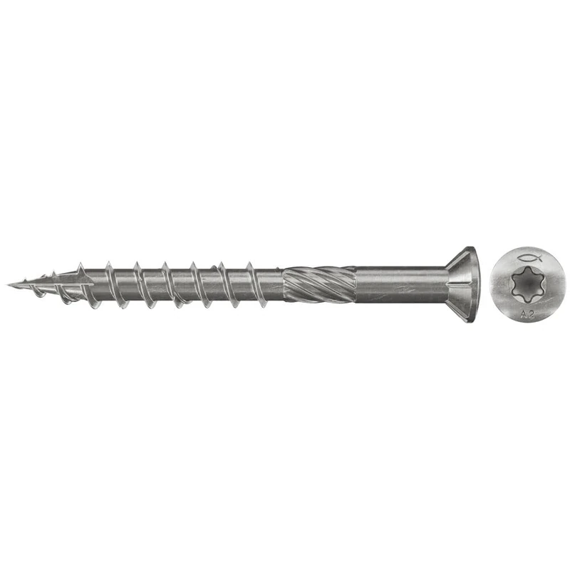 fischer Decking Screws 5.0 x 60 Countersunk Head Partially Threaded Stainless Steel A2 Inner Star Torx Drive for Screwing Patio Planking on Wooden Substructures Pack of 500