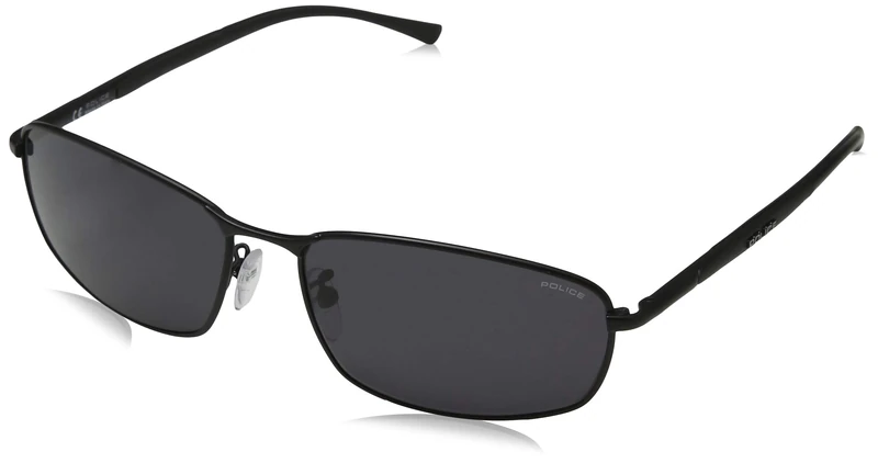 Police Men's S8650 Rectangular Sunglasses - Semi-Matt Black