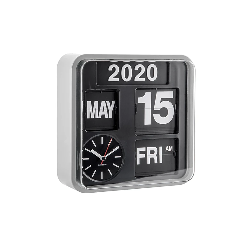 Karlsson Flip Calendar Wall Clock Silver Mini Flip