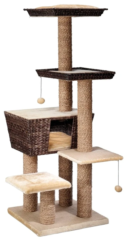 Europet Cat Scratcher/ Beds with Trunk, 9 x 48 x 48/ 141 cm, Wicker/ Beige - Image 1