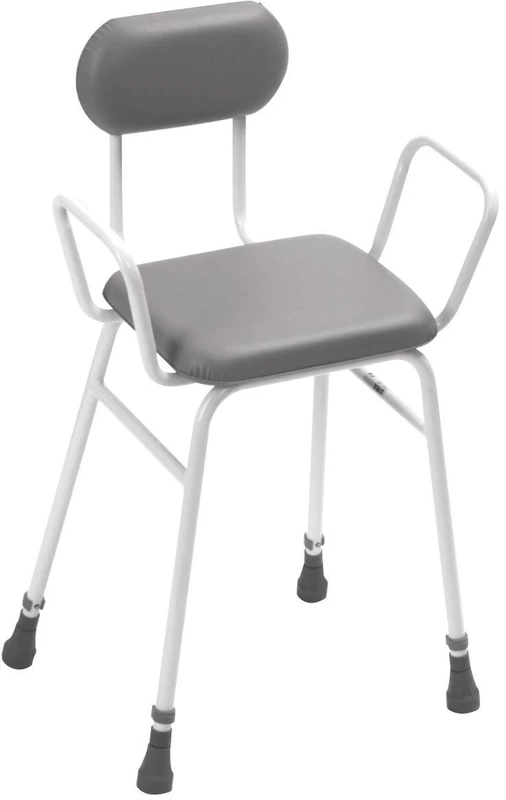 DAYS 91357243 Height Adjustable Perching Shower Stool with Arms and Padded Back, Slip-Resistant Rubber Tips, Bathing Aid for Elderly, Disabled, & Hanicapped, Bath Seat Bench (Eligible for VAT relief in the UK)