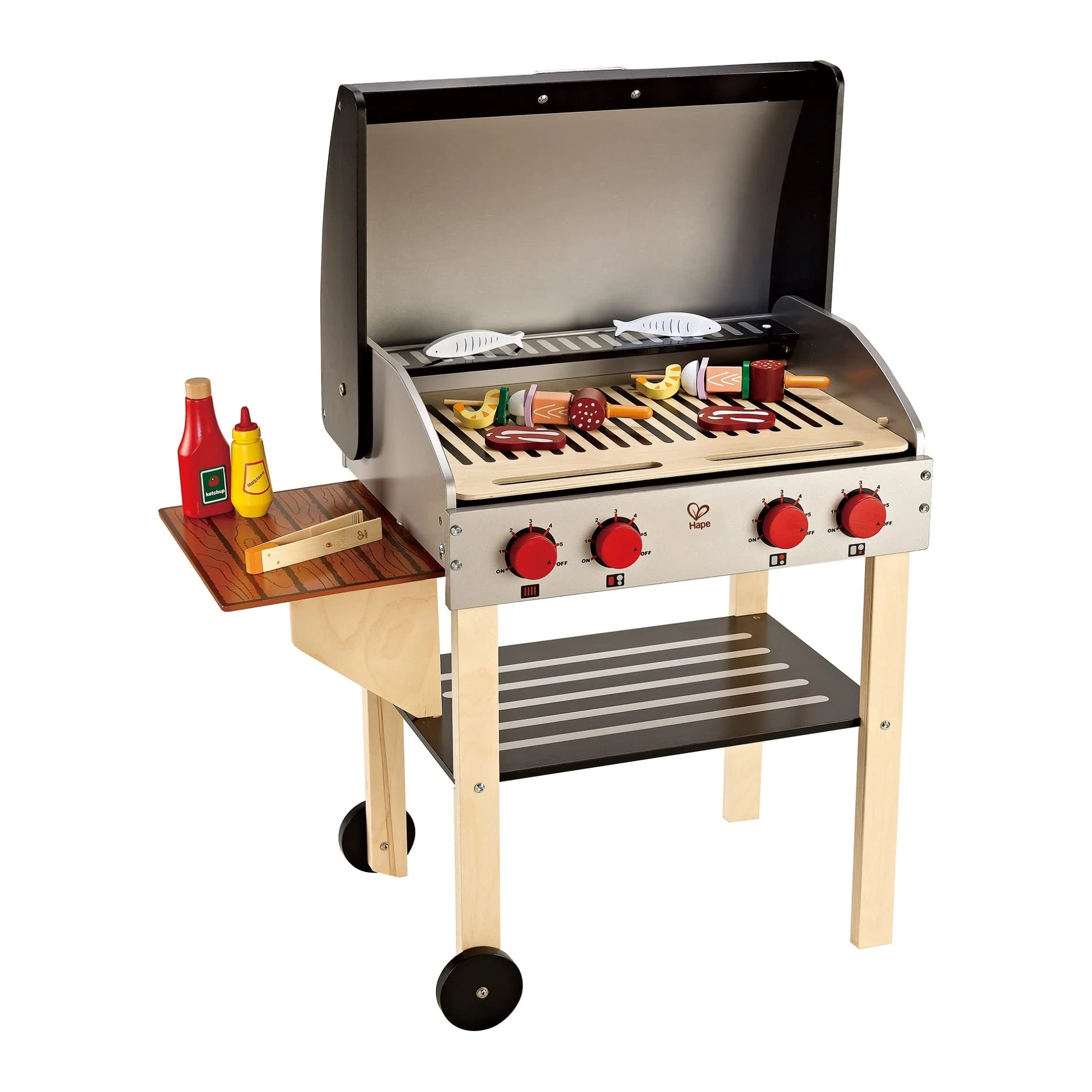 Gourmet Grill - Wooden Pretend Barbeque with Play Food and Condiments