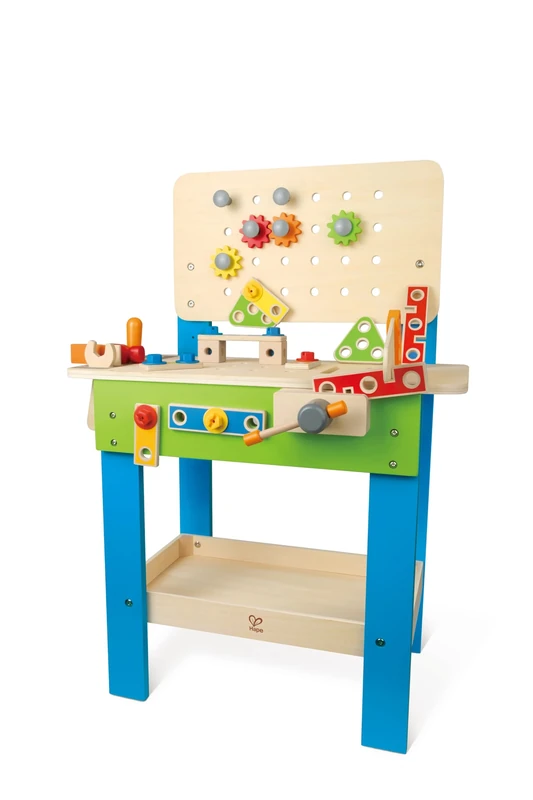 Hape Master Workbench | Award-Winning Kid's Wooden Tool Bench Toy Pretend Play Creative Building Set, Height Adjustable 35 Piece Workshop for Toddlers