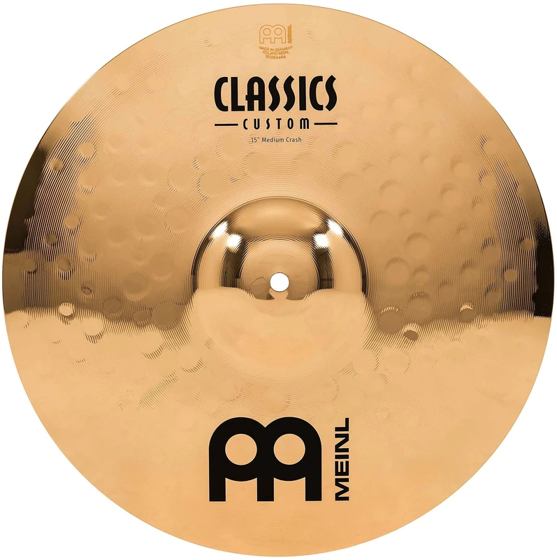 Meinl Cymbals Classics Custom Brilliant Crash Medium Cymbal 15 inch (Video) for Drum Set (38,10cm) B12 Bronze, Brilliant Finish, Made in Germany (CC15MC-B)
