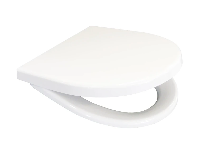 Wisa (A Fluidmaster Family Brand) D-Star 300 White Toilet Seat for D-Model Bowls – Scratch-Resistant Thermodur, Adjustable Stainless Steel Hinges, Easy Top-Fix Installation