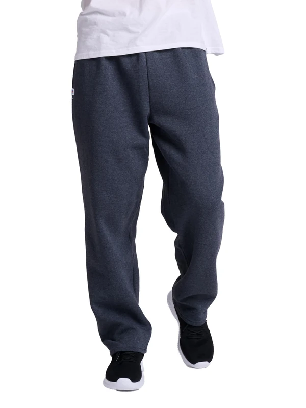 Russell Athletic Men's Dri-Power Open Bottom Sweatpants with Pockets, Black Heather, Small