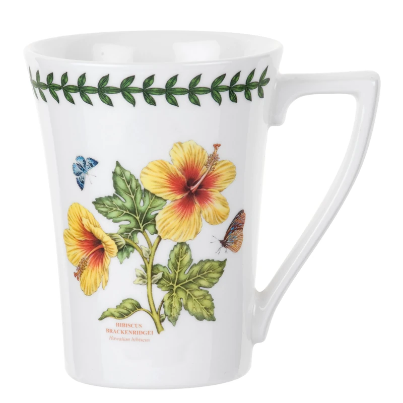 Portmeirion x Botanic Garden Set of 6 Coffee Mugs - Assorted Floral Design, Ceramic White Mug for Hot Drinks, Made in England, Microwave & Dishwasher Safe, 10oz