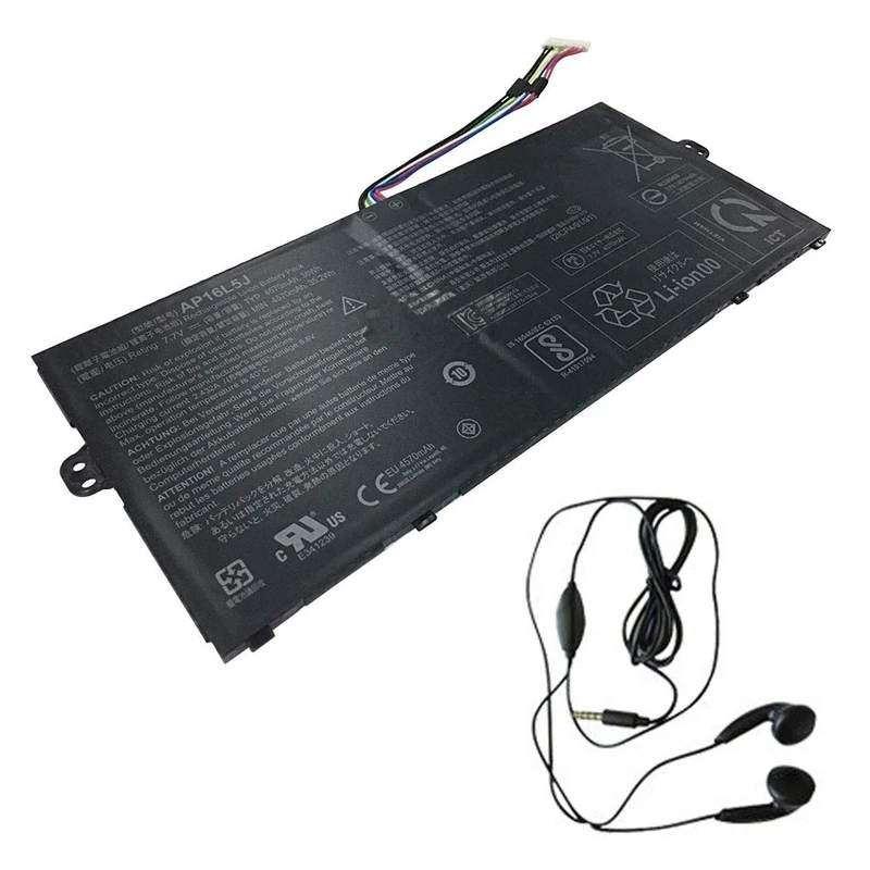 amsahr AP16L5J-03 Replacement Battery for ACER AP16L5J, SF514-52T, SF514-52T-511E, SF514-52T-56Q4, SF514-52T-5847 - Includes Stereo Earphone ()