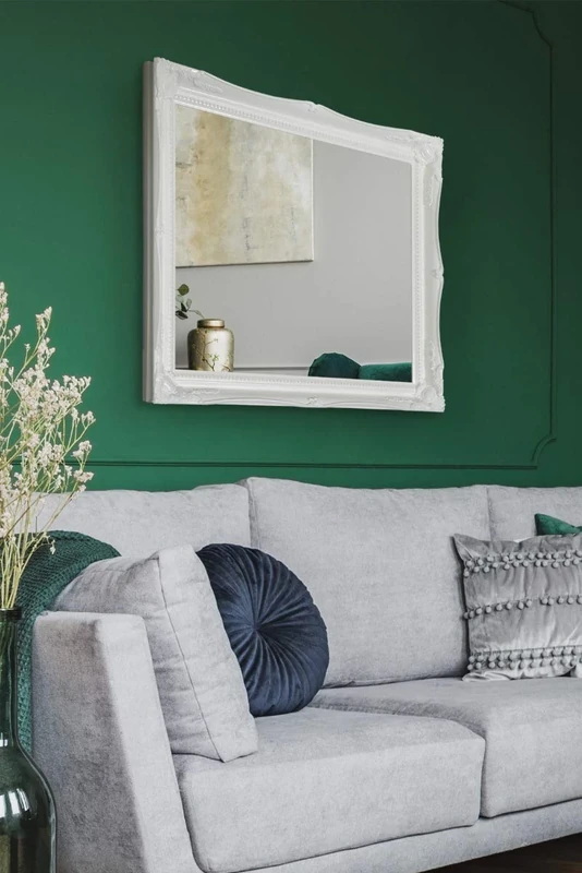 Large White Mirror Classic Ornate Style 26" X 22"