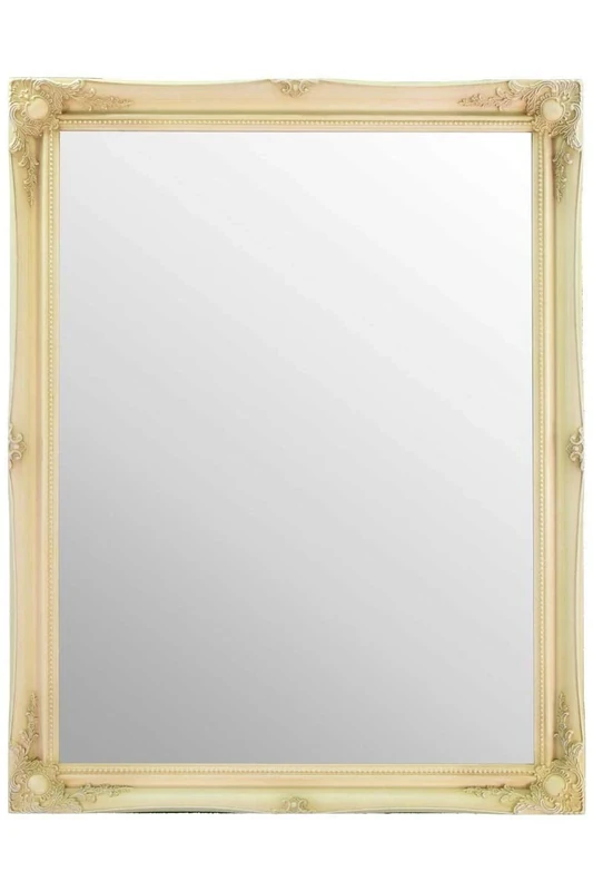 Mirror 3FT10 X 3FT (91cmx117cm) Large Ivory/Cream Classic Frame Antique Design Ornate Shabby Chic Over Mantle Big Wall, Wood, 117x91