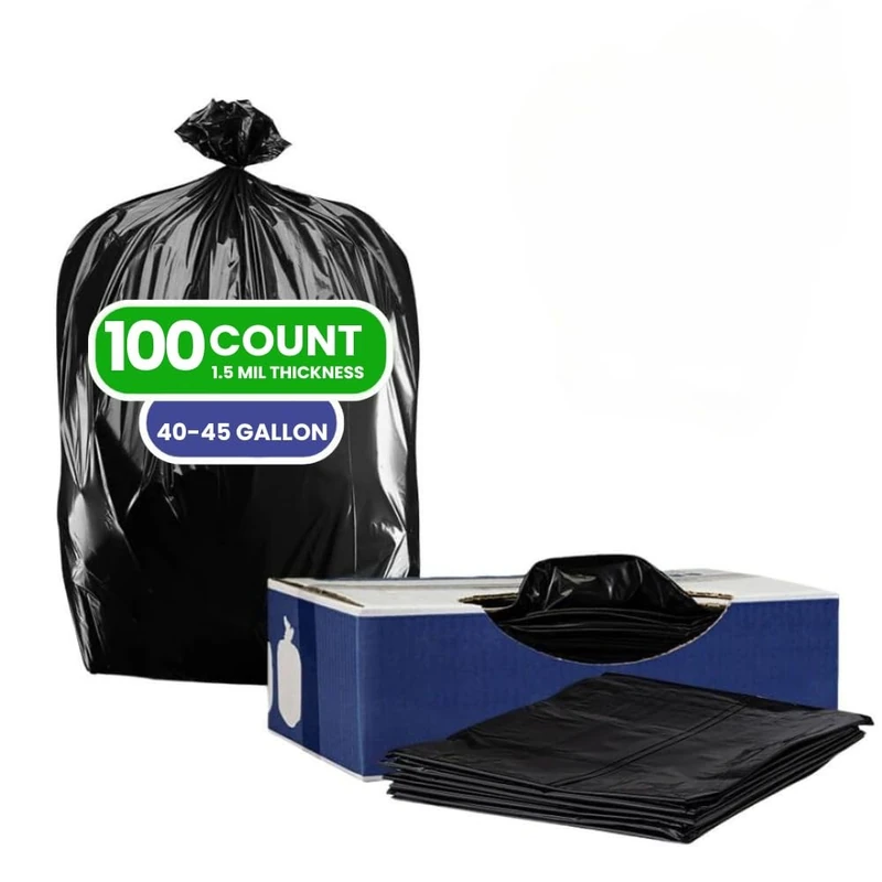 Plasticplace Black 42 Gallon Garbage Bag,40x46, 1.5 Mil,75 Bags Per Case by Plasticplace