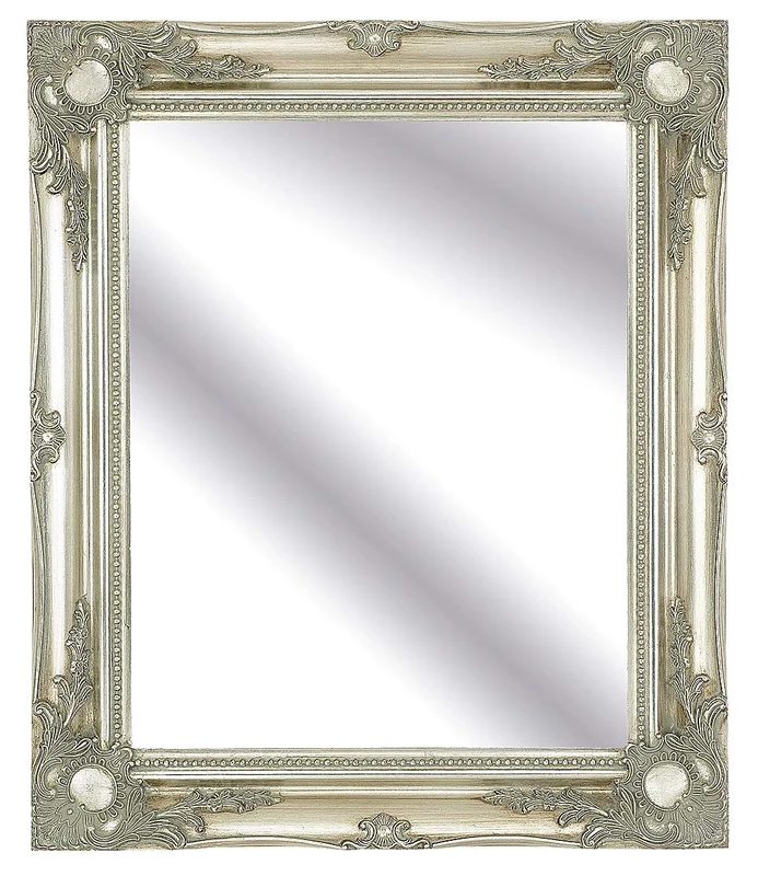 FRAMES BY POST 30inch x 26inch Large Silver Classic Frame Antique Design Ornate Shabby Chic Over Mantle Big Wall Mirror, 76x66