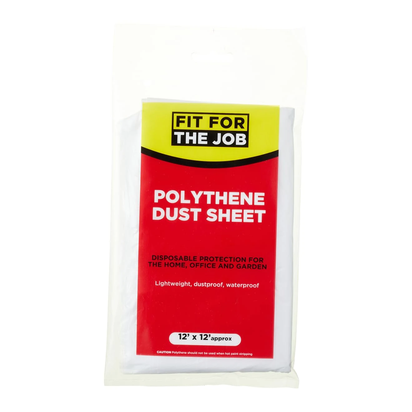 Fit For The Job 12ft x 12ft (3.6m x 3.6m) Polythene Dust Sheet Drop Cloth, Dustproof & Waterproof Ideal for Covering & Protecting Floors & Furniture from Spills & Splashes When Painting & Decorating
