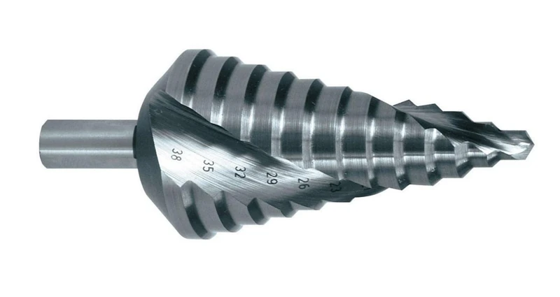 RUKO HSSE-Co 5 Spiral Fluted Step Drill Bit with Split Point, Bright Finish, 4.0-20.0 mm Diameter, Size 1, 75.0 mm Length, R101051E