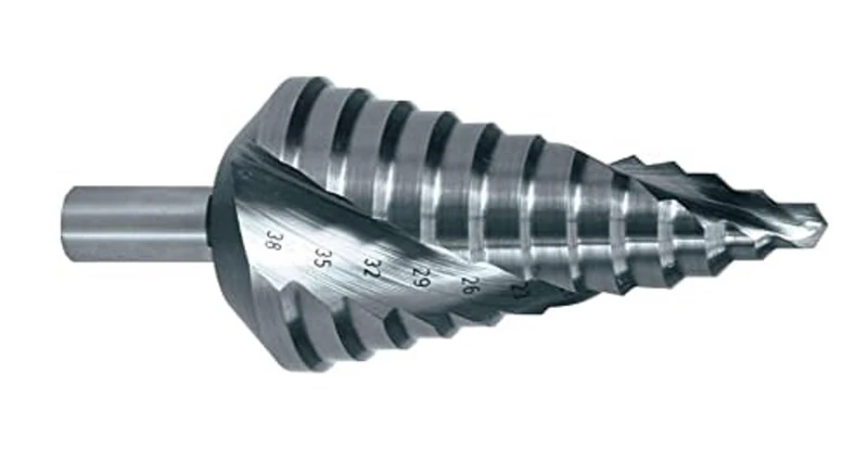 RUKO HSSE-Co 5 Spiral Fluted Step Drill Bit with Split Point, Bright Finish, 4.0-12.0 mm Diameter, Size 0/9, 65.0 mm Length, R101050-9E