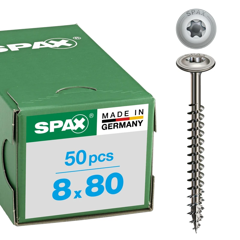 Spax Woodworking Screws, Stainless Steel, 257000800805