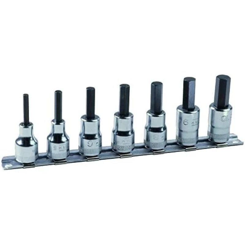 Bahco 7409MR/S7 Socket Driver Set for Hex Head Screws, Black/Silver, 3/8-Inch