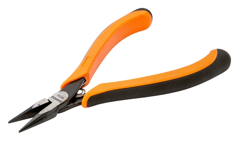 Bahco 4830 Snipe Nose Plier with Smooth Jaws, Black/Orange, 135 mm