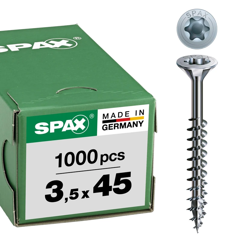 Spax – Universal Screw 3/Blank Galvanised Partially Threaded, Countersunk T-Star Plus 4Cut, A2J – 0191010350303, 191010350455