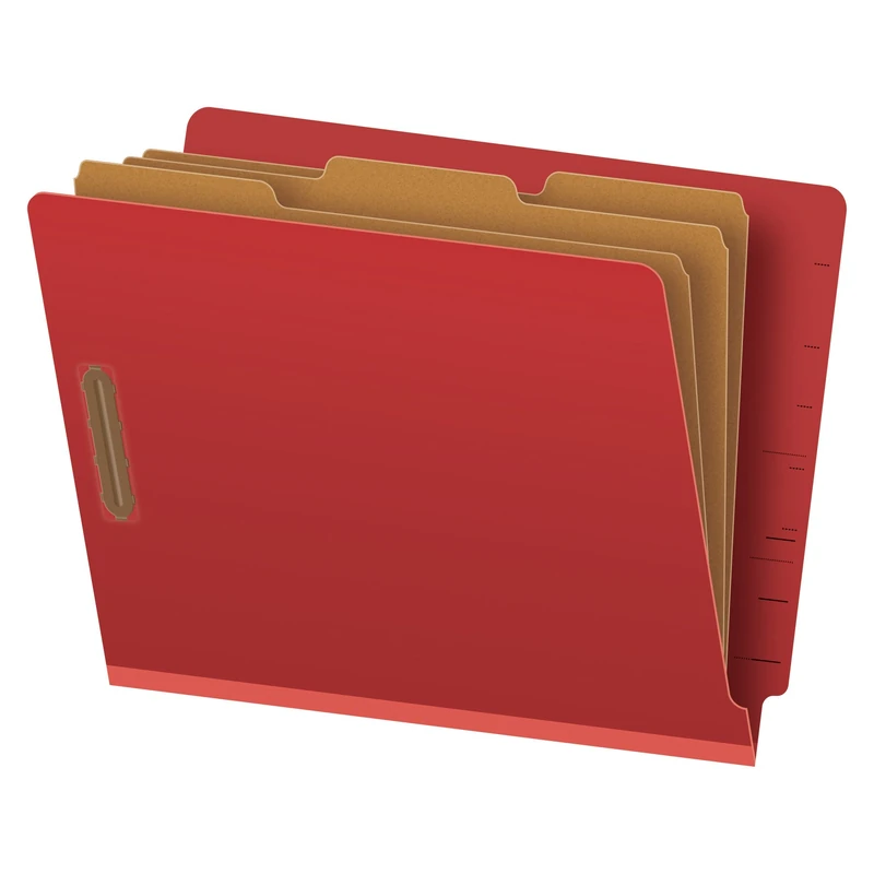 Pendaflex Pressboard End-Tab Classification Folders, Letter Size, 3 Dividers, 3.5" Expansion, Red, Straight Cut, 10/BX (23865GW)