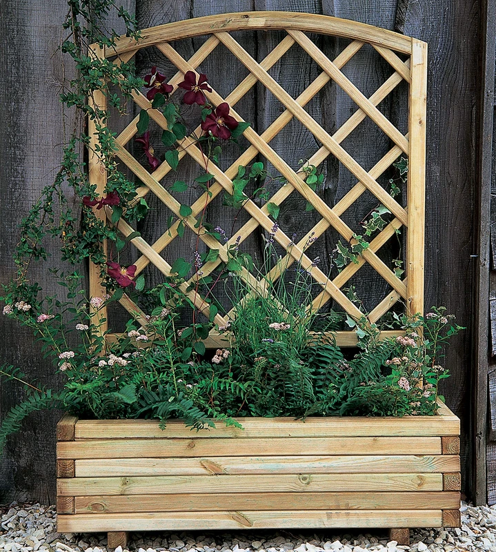 Forest Garden 1.35 m x 1 m Pressure Treated Wooden Toulouse Planter Including Trellis