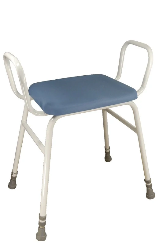 Aidapt Height Adjustable Perching Stool With Padded Seat and Safety Arms For Elderly for Users with Limited Mobility