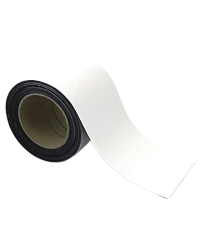 Magnetic Steel Easy-Wipe Tape, Thin & Flexible, Cut to Fit Strip, Strong Magnetic Tape, High Visible Identification, Suitable For All Non-Magnetic Surfaces - White - H.100mm x W.10M