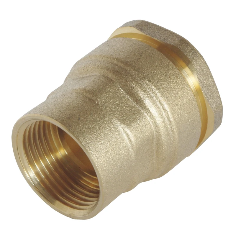 SOMATHERM FOR YOU - Straight Connection with Female Thread Made of Brass for PE Pipe D63 - F50/60 - One-Way Technology for Assembly, which ensures Correct Installation of The Connection.