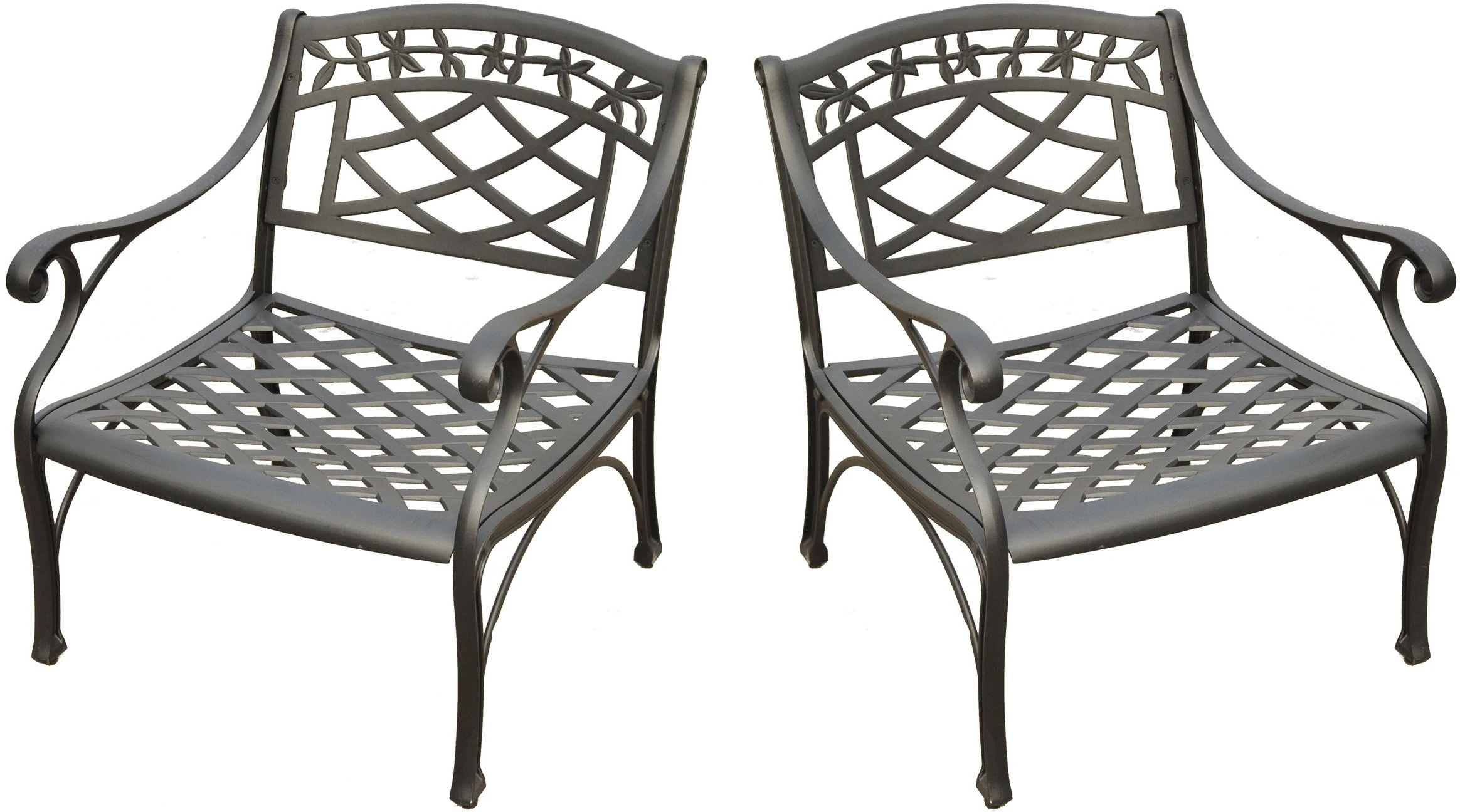 Crosley Sedona 2 Piece Cast Aluminum Outdoor Club Chairs Black