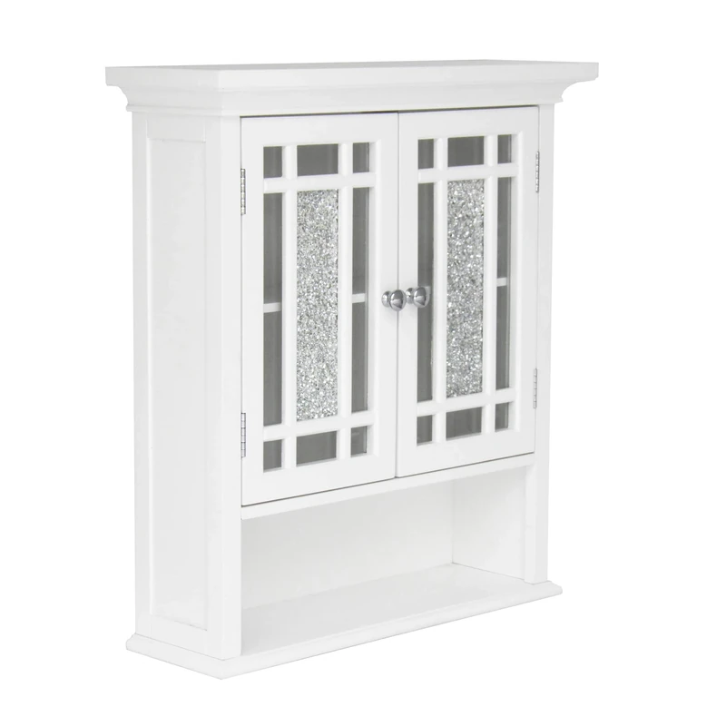 Teamson Home Bathroom Windsor Wooden Wall Cabinet 2 Doors White ELG-527