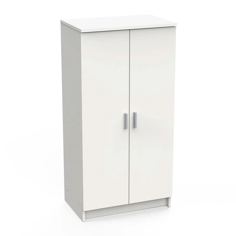 Demeyere 2-Door Shoe Storage Cabinet, White, 54.6 x 35.3 x 108.4 cm (LxWxH)