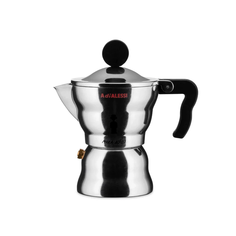 Alessi AAM33 / 1 - Design Espresso Coffee Maker, Aluminum Body, Handle and Knob in Thermoplastic Resin, 1 Cup