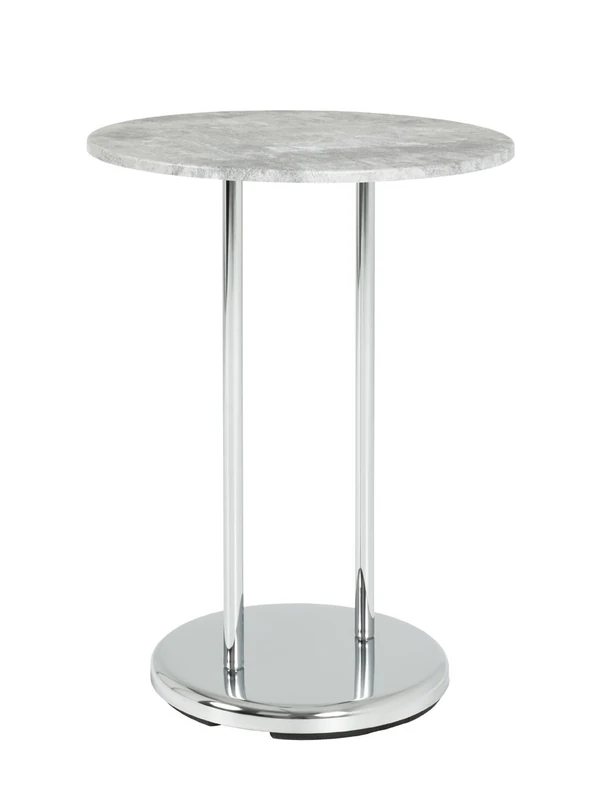 HAKU Möbel End Table Concrete Optic, Chrome, Mdf, Metal - Size: H 55 cm X Ø 40 cm, Style: Modern