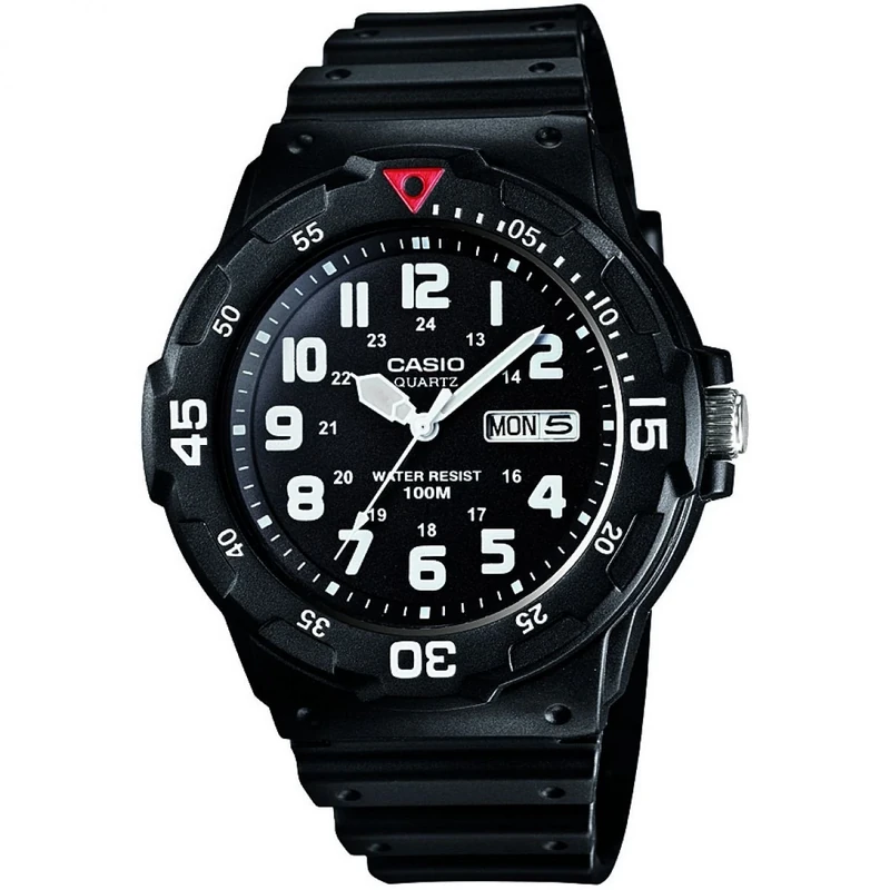 Casio Gents 43.00mm Quartz Watch with Black Analogue dial and Black Rubber Strap Strap MRW-200H-1BVES