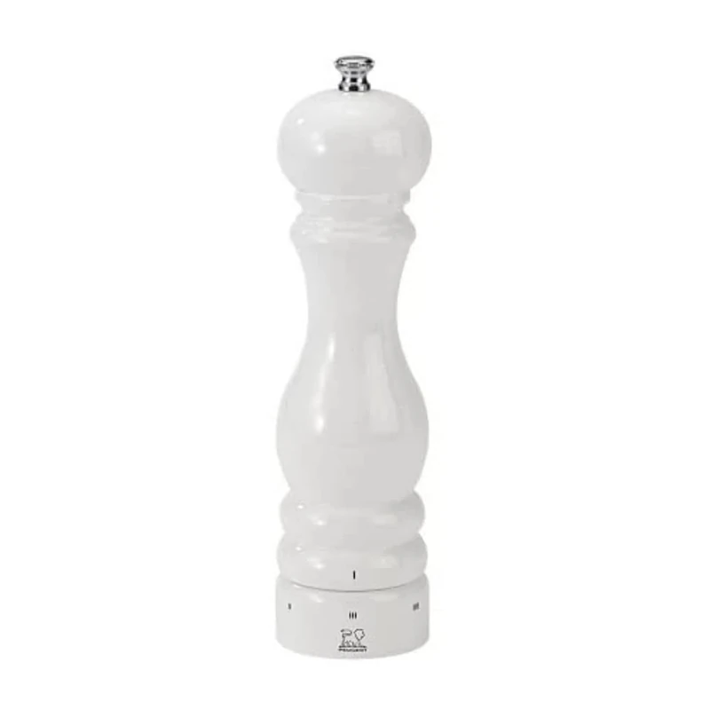 PEUGEOT - Paris u'Select 22 cm Pepper Mill - 6 Predefined Grind Settings - Made with PEFC Certified Wood - Made in France - Glossy White Finish