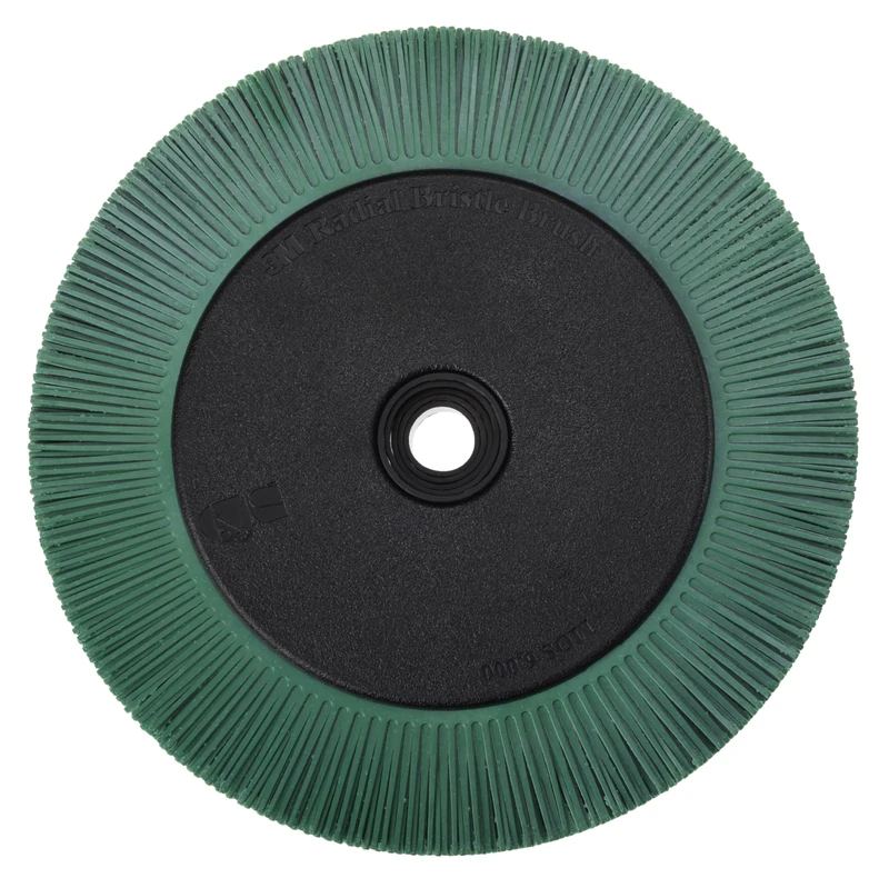 Scotch-Brite(TM) Radial Bristle Brush, Aluminum Oxide, 6000 rpm, 8 Diameter x 1 Width, 50 Grit, Green (Pack of 1)