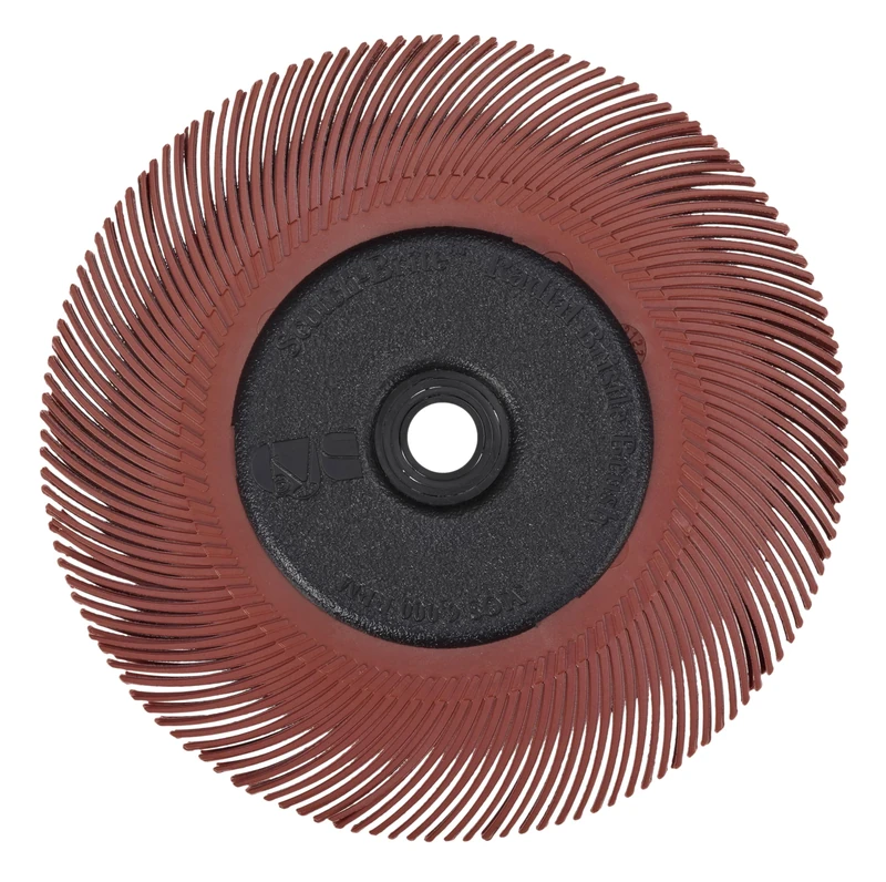 Scotch-Brite(TM) Radial Bristle Brush, Aluminum Oxide, 6000 rpm, 7-79/128 Diameter x 1 Width, 220 Grit, Red (Pack of 1)