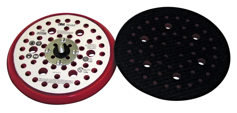 Cubitron 3M Hookit Clean Sanding Low Profile Disc Pad, 52 Holes - For Orbital and Random Orbital Sanders - Hook and Loop Attachment - 6" x 3/8" x 5/16-24 - 20356, Red